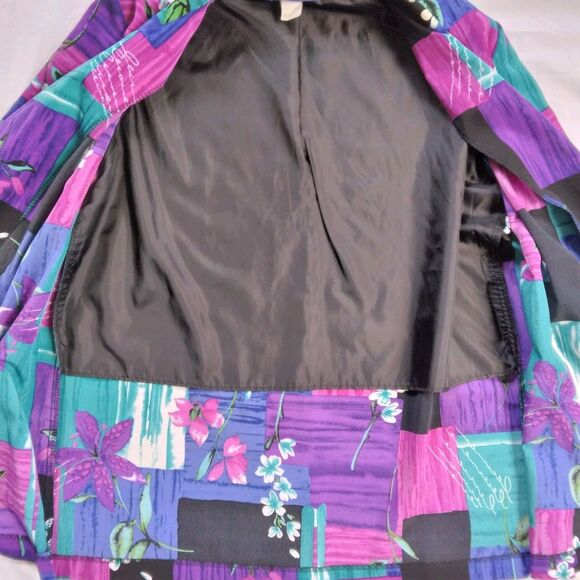 Vintage Willow Ridge Womens Blazer Blue Purple Floral Button Front Retro Large - Picture 7 of 11